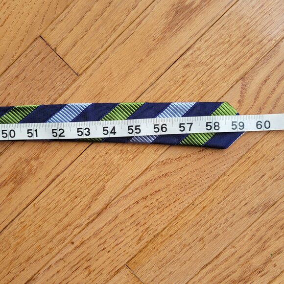 Faconnable Silk Tie Handmade In Italy Blue Green Stripe - Picture 8 of 8